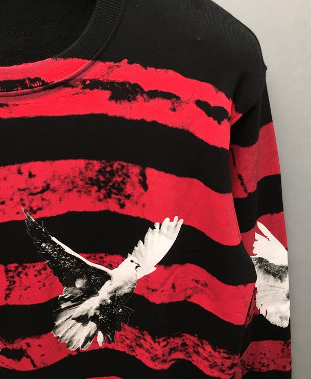 Red And Black Striped Dove Sweatshirt