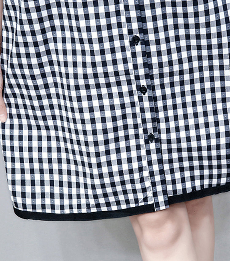 Black Checkered Collared Shirt Dress