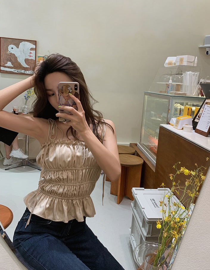 Beige Satin Top