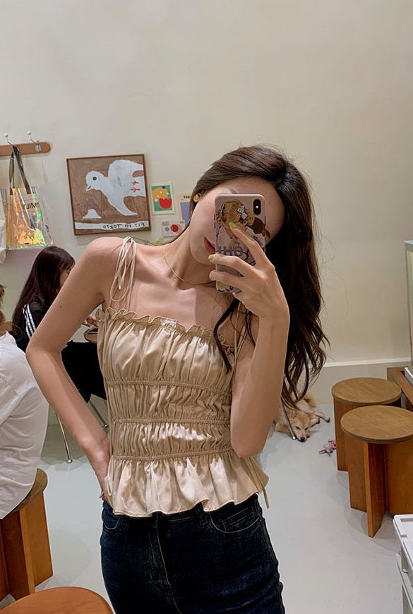Beige Satin Top