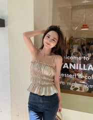 Beige Satin Top