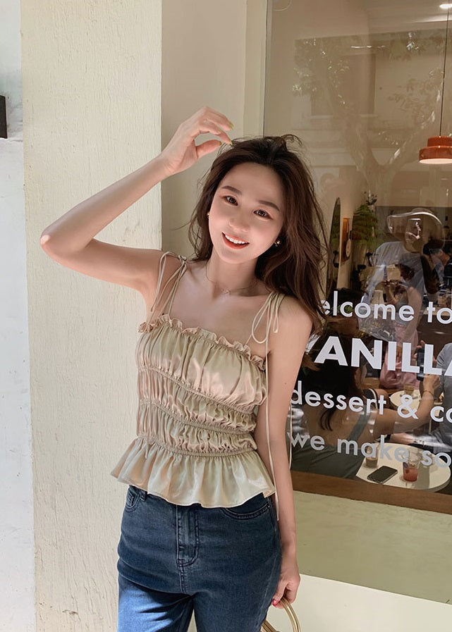 Beige Satin Top