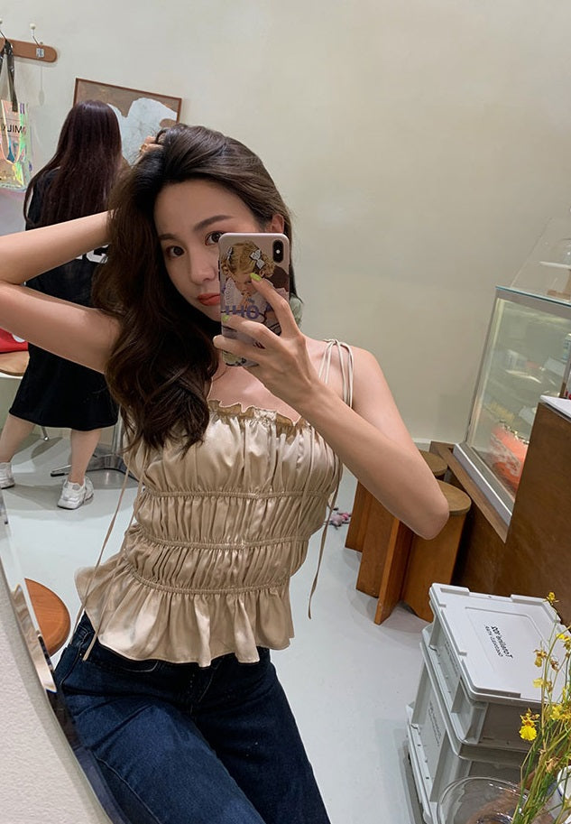 Beige Satin Top