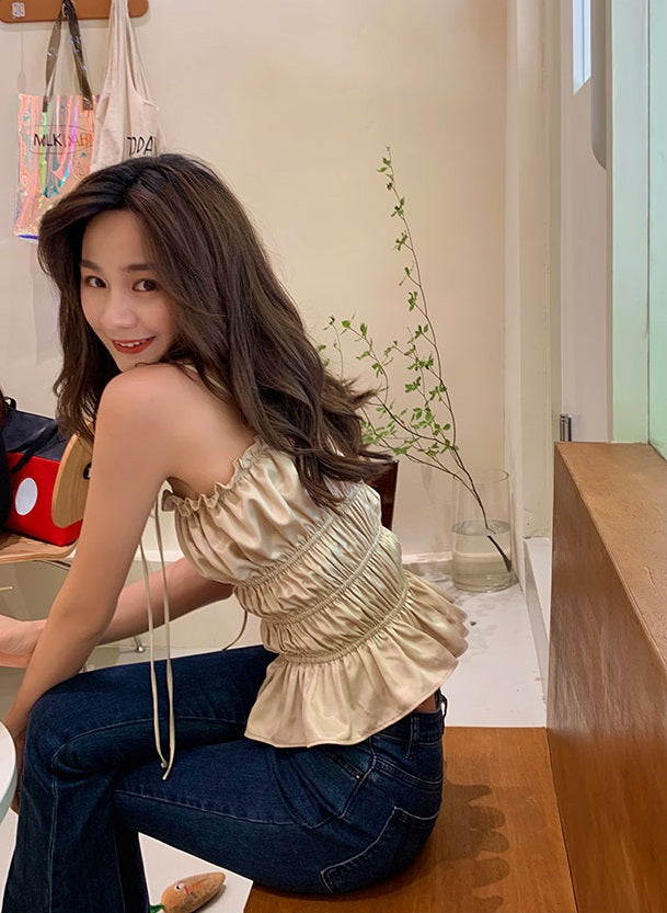 Beige Satin Top
