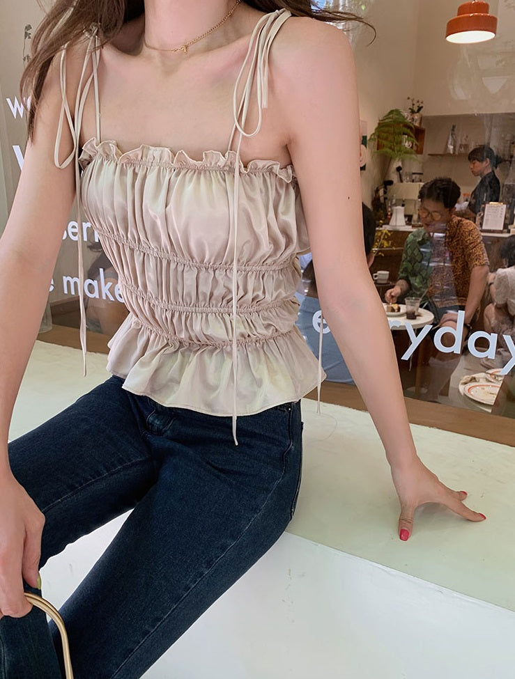 Beige Satin Top