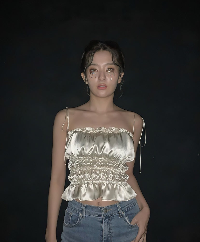 Beige Satin Top