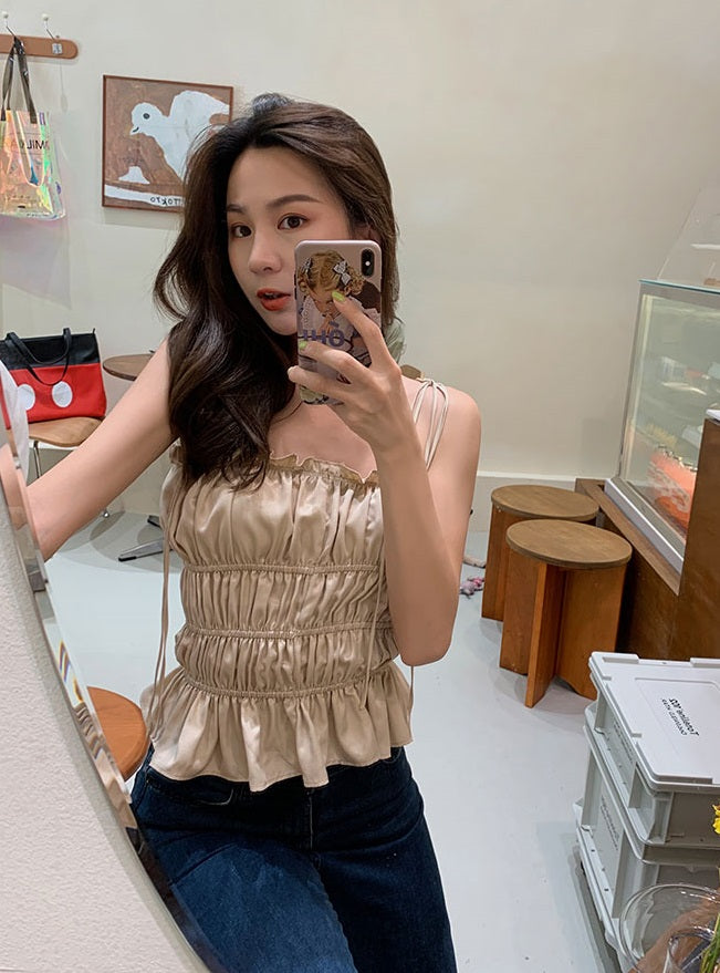 Beige Satin Top