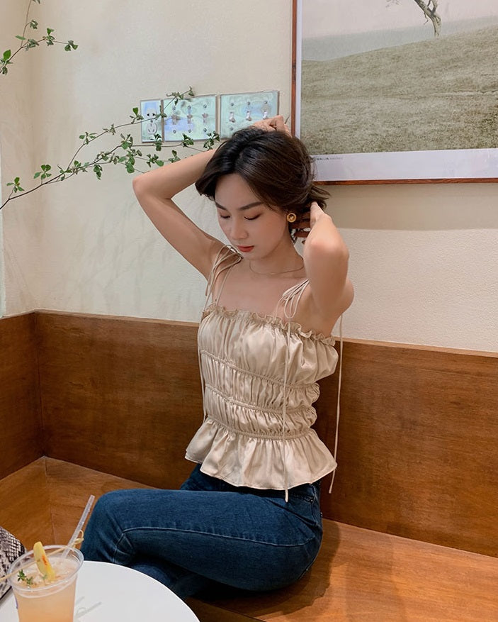 Beige Satin Top