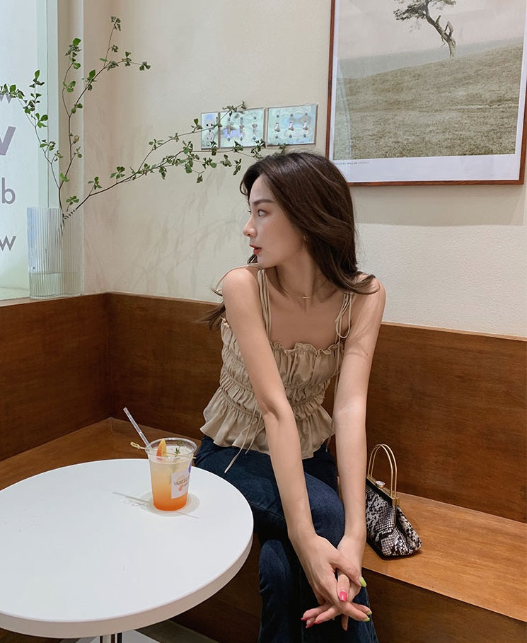 Beige Satin Top