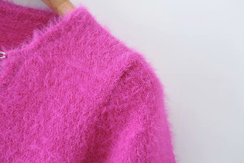 Pink Fluffy Chained Cropped T-Shirt
