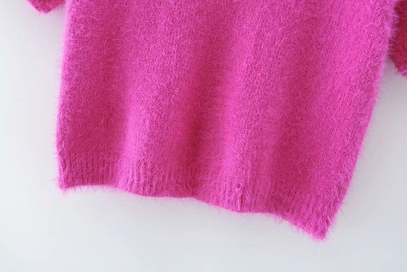 Pink Fluffy Chained Cropped T-Shirt
