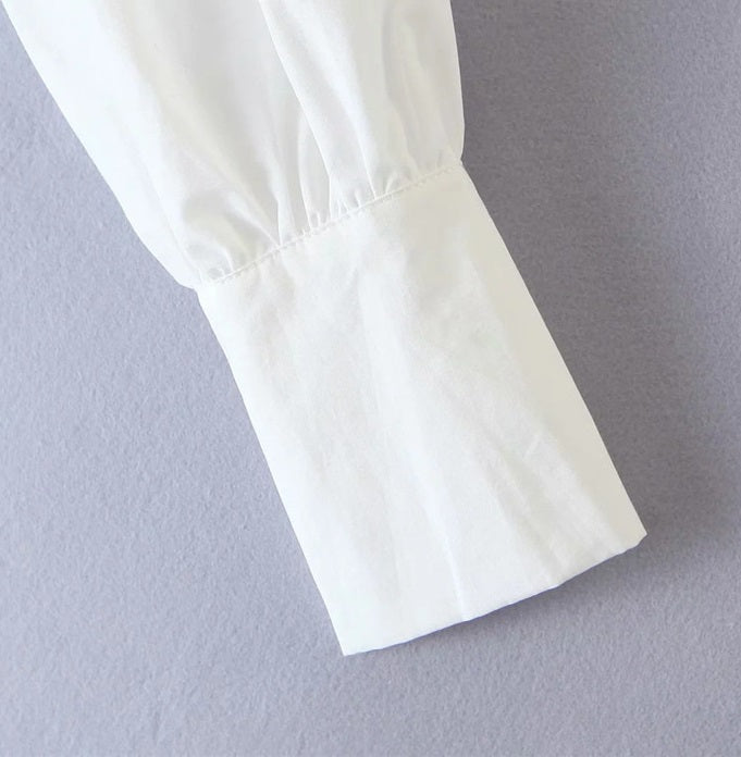 White Puffed Sleeve Crop Top