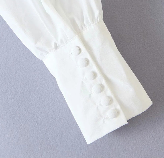 White Puffed Sleeve Crop Top