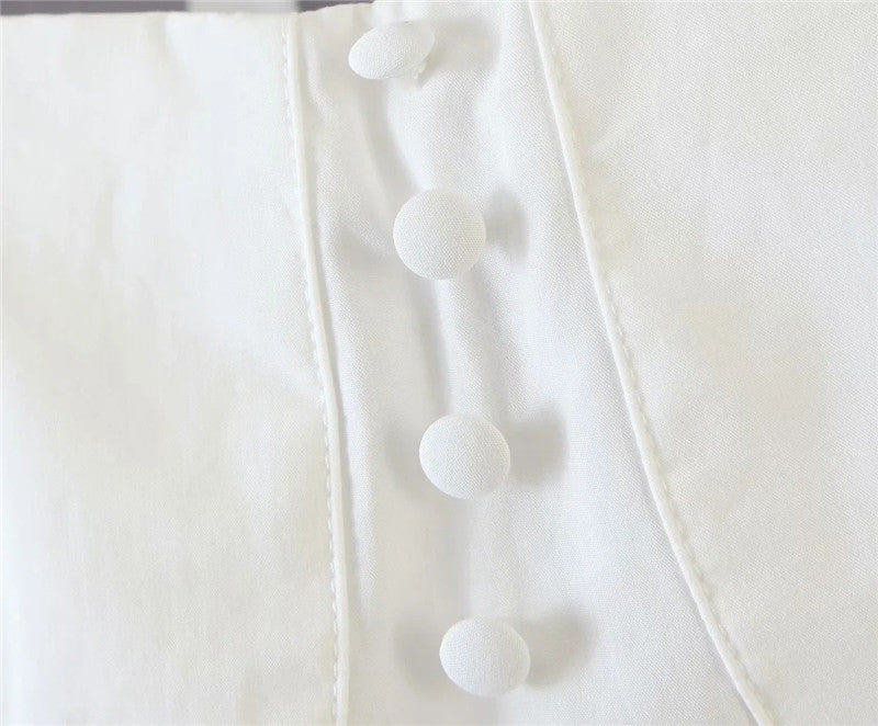 White Puffed Sleeve Crop Top