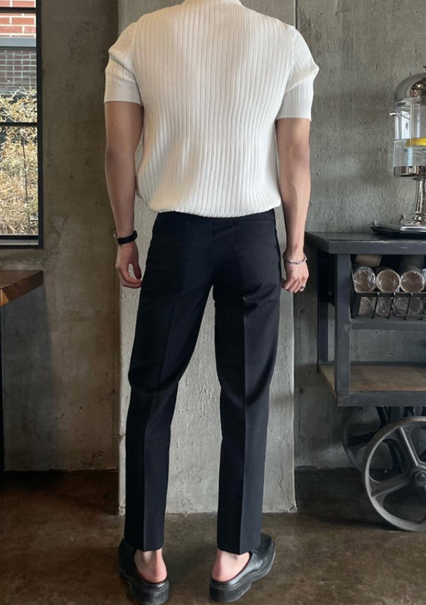 White Knit Short Sleeved Polo Shirt