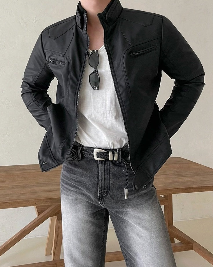 Short Biker PU Leather Jacket Trendy Style