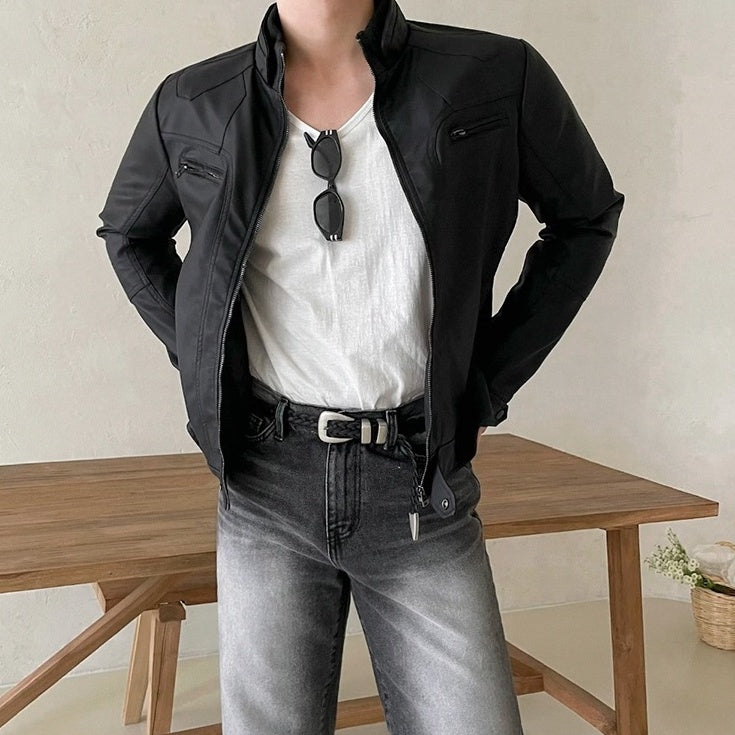 Short Biker PU Leather Jacket Trendy Style