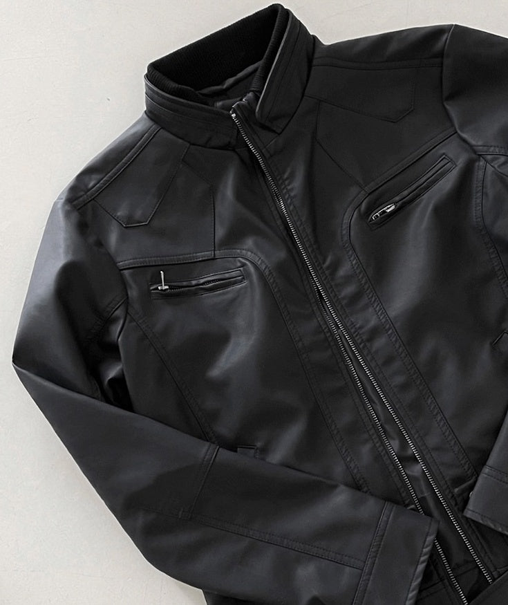 Short Biker PU Leather Jacket Trendy Style