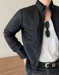 Short Biker PU Leather Jacket Trendy Style