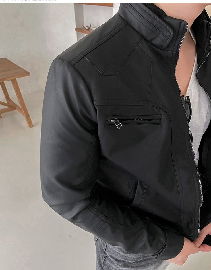 Short Biker PU Leather Jacket Trendy Style