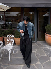 Short Denim Stand Collar Jacket