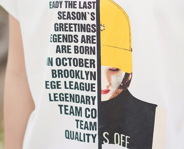 White Short Sleeve Graphic Print Polo Shirt