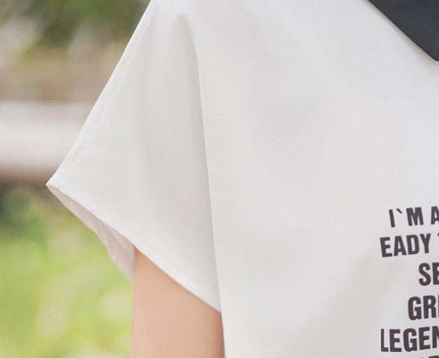 White Short Sleeve Graphic Print Polo Shirt