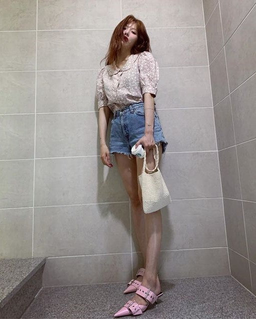 Beige Short Sleeved Floral Blouse