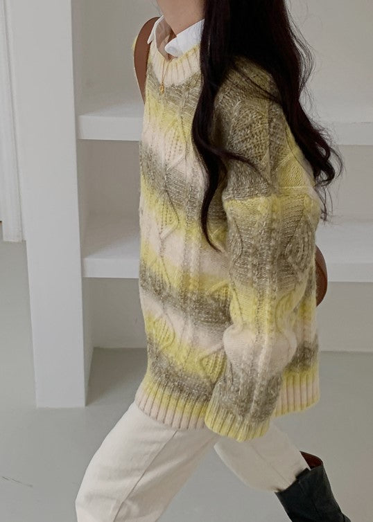 Yellow Gradient Mohair Sweater