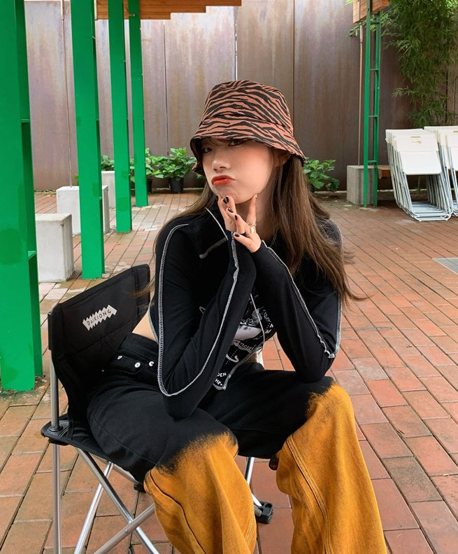 Black Irregular Cut Long Sleeve T-Shirt