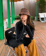 Black Irregular Cut Long Sleeve T-Shirt