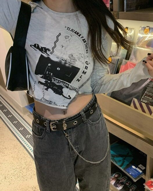 Black Irregular Cut Long Sleeve T-Shirt