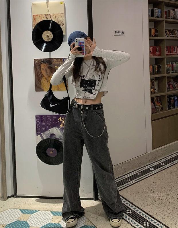 Black Irregular Cut Long Sleeve T-Shirt