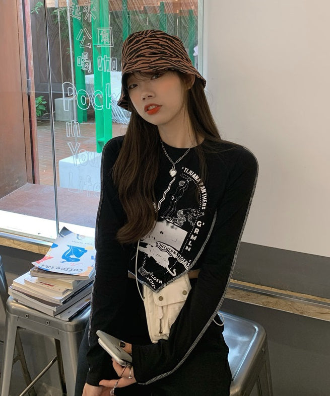Black Irregular Cut Long Sleeve T-Shirt