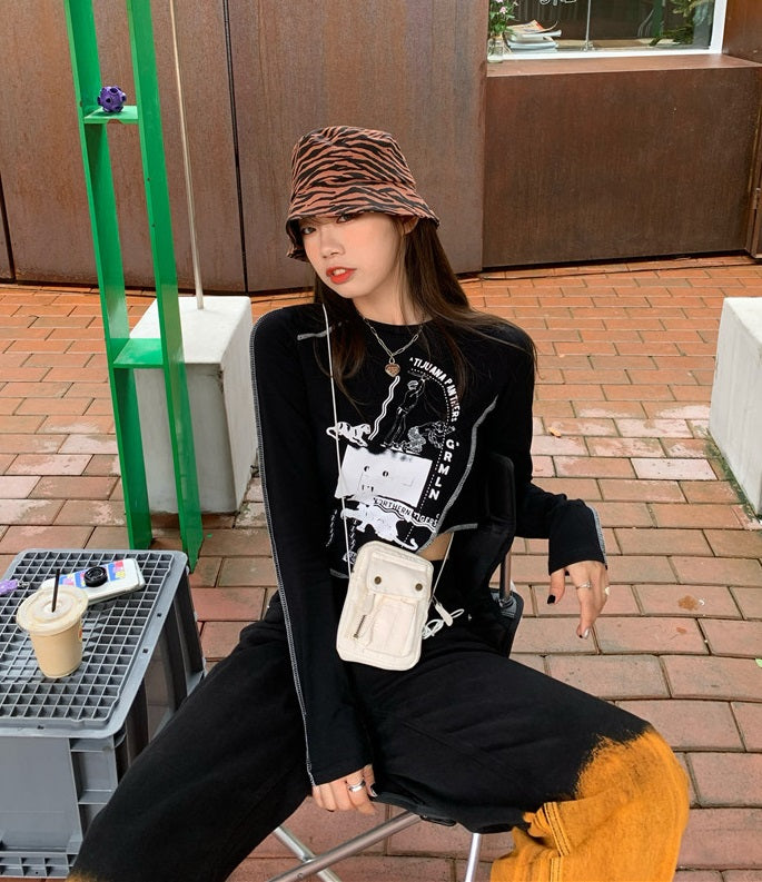 Black Irregular Cut Long Sleeve T-Shirt