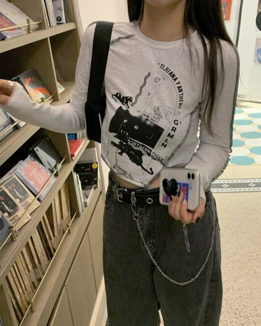 Black Irregular Cut Long Sleeve T-Shirt