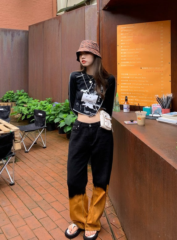 Black Irregular Cut Long Sleeve T-Shirt