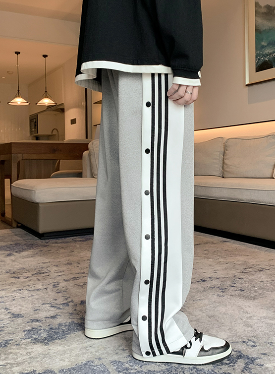 Black Side Striped Button Pants