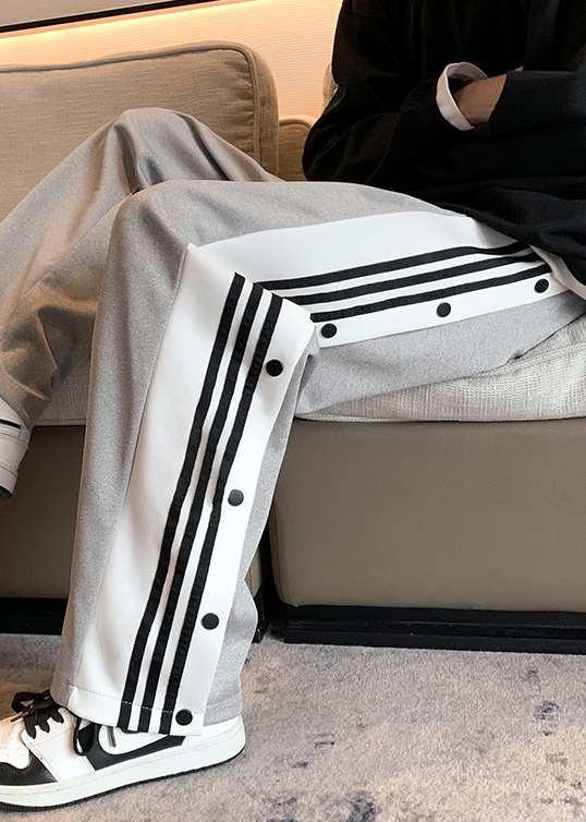 Black Side Striped Button Pants