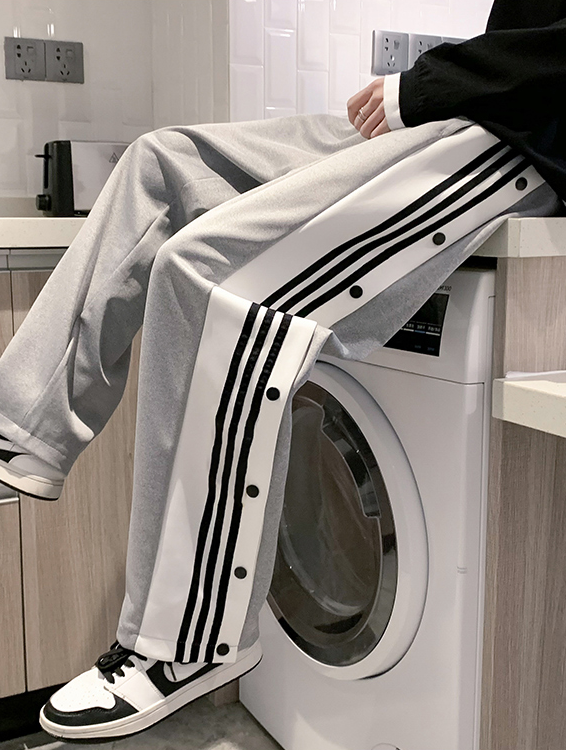 Black Side Striped Button Pants
