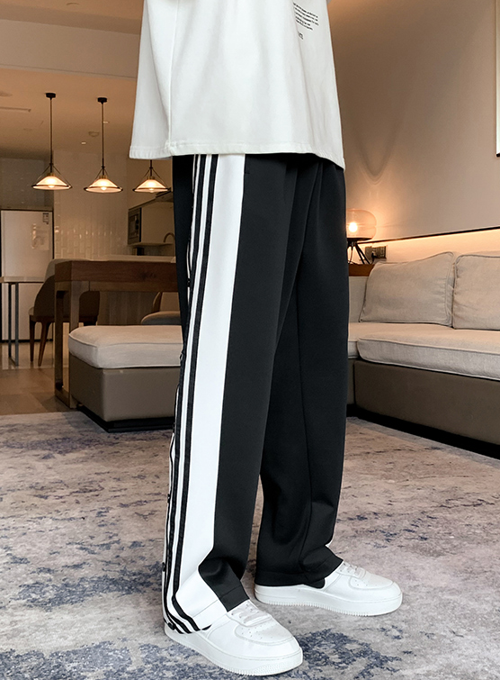 Black Side Striped Button Pants