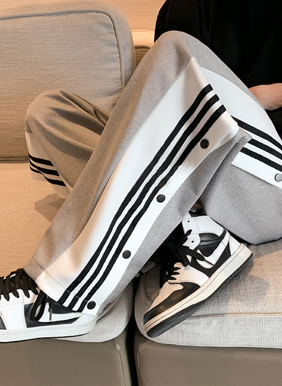 Black Side Striped Button Pants