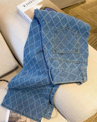 Blue Patterned Square Pocket Jeans