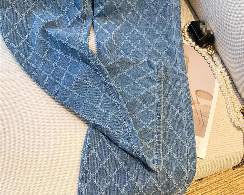 Blue Patterned Square Pocket Jeans