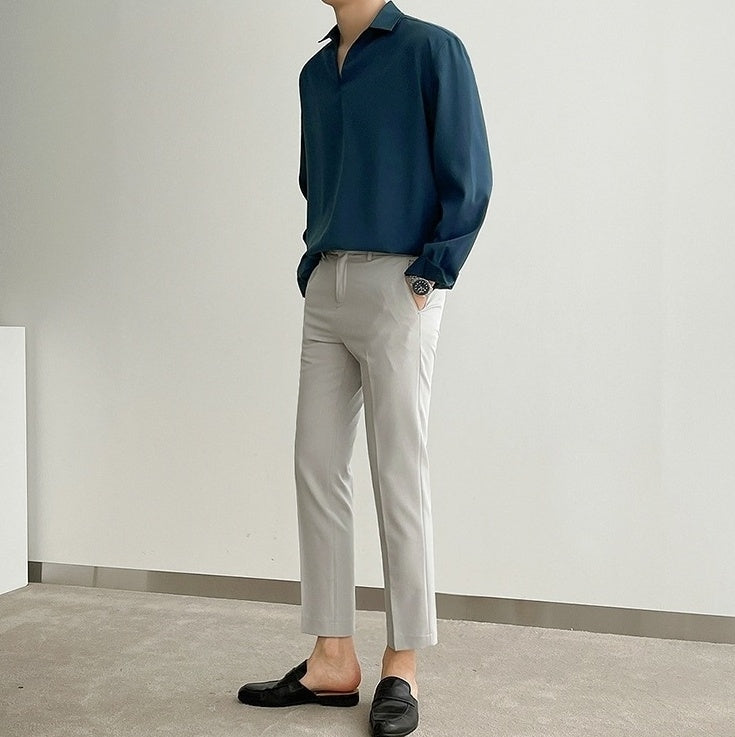 Silky Vneck Long Sleeve Shirt