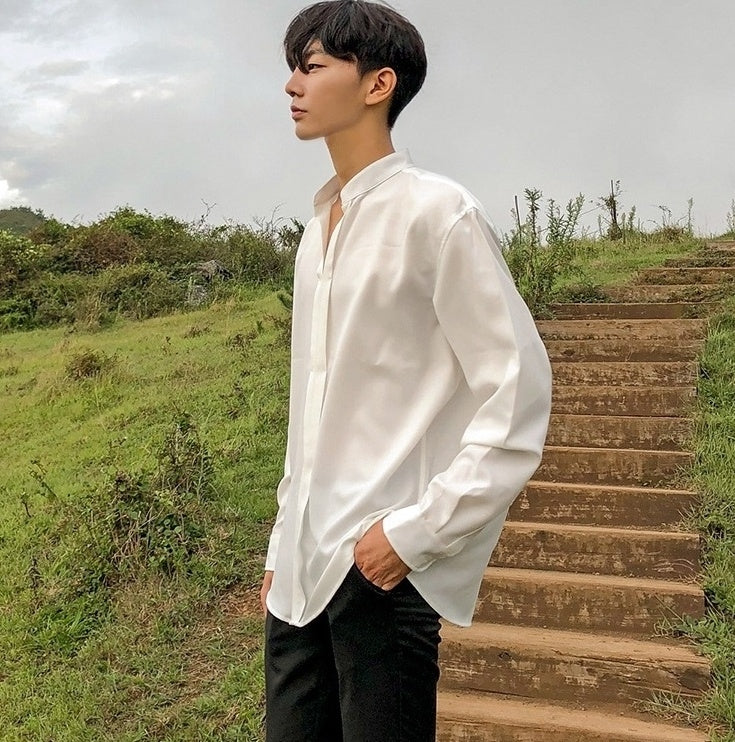 Silky Vneck Long Sleeve Shirt