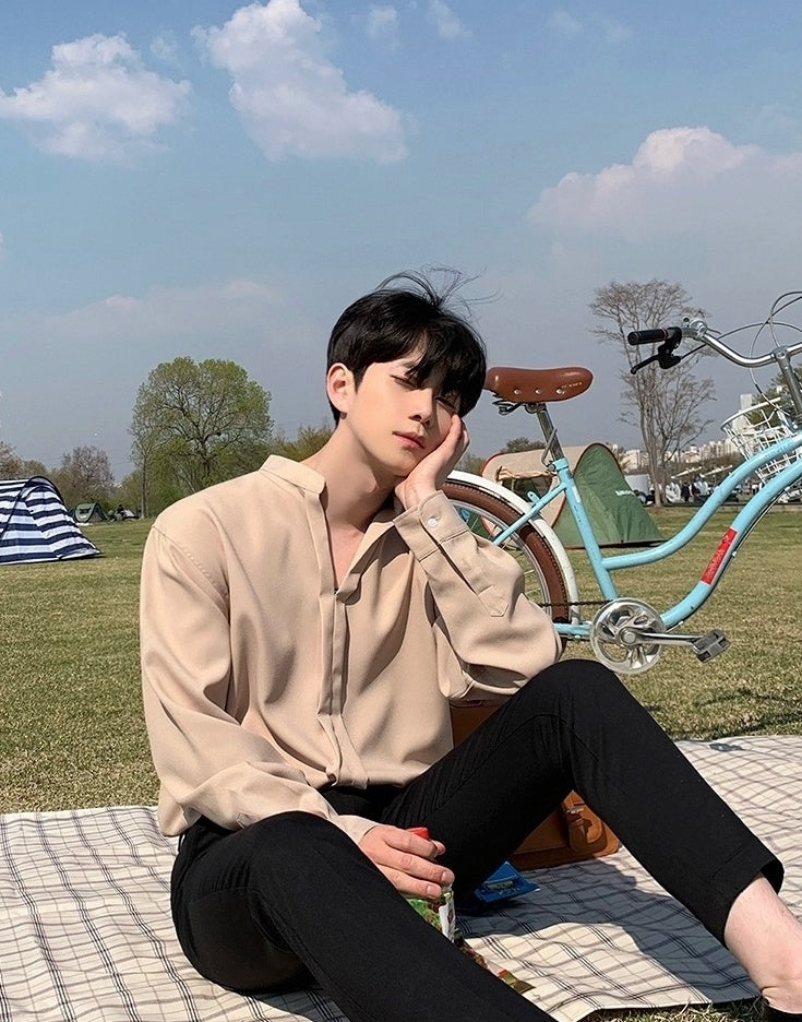 Silky Vneck Long Sleeve Shirt