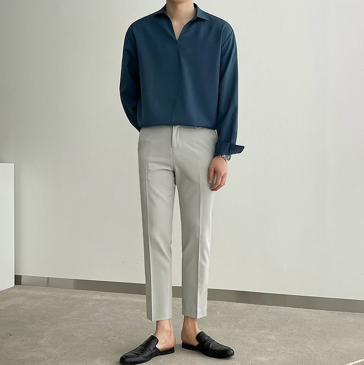 Silky Vneck Long Sleeve Shirt