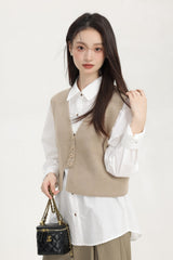 Beige Vest Top With Gold Buttons