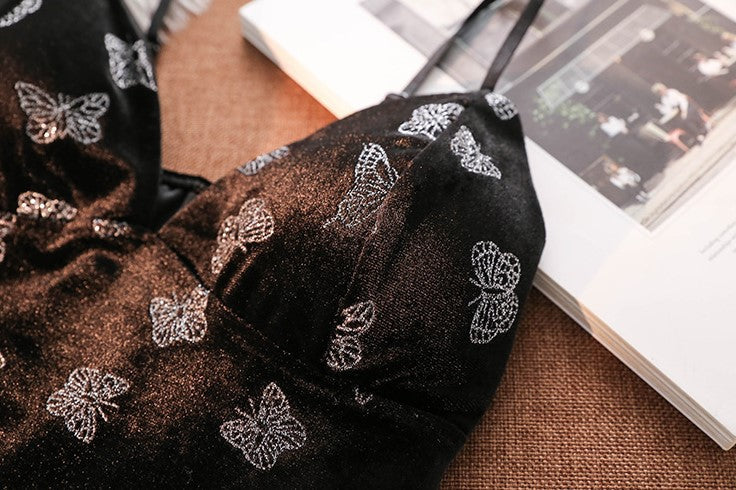 Black Butterfly Crop Top